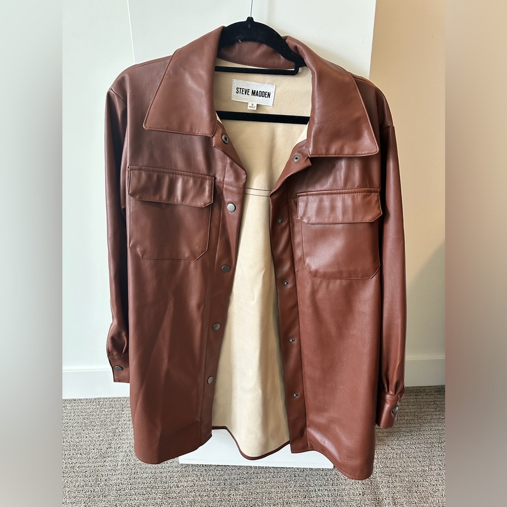 Steve Madden faux leather shacket. Size small.